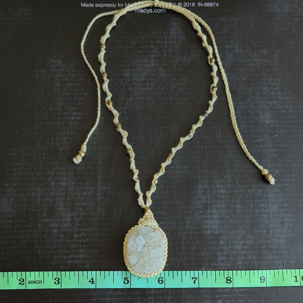 Macrame necklace With Quartz Pendant